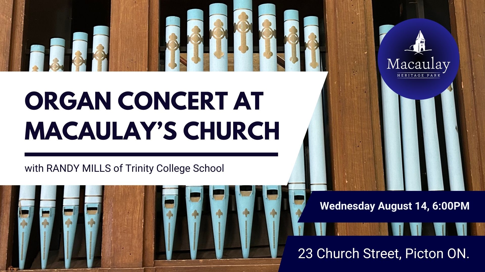 Organ Concert at Macaulay's Church with Randy Mills of Trinity College School