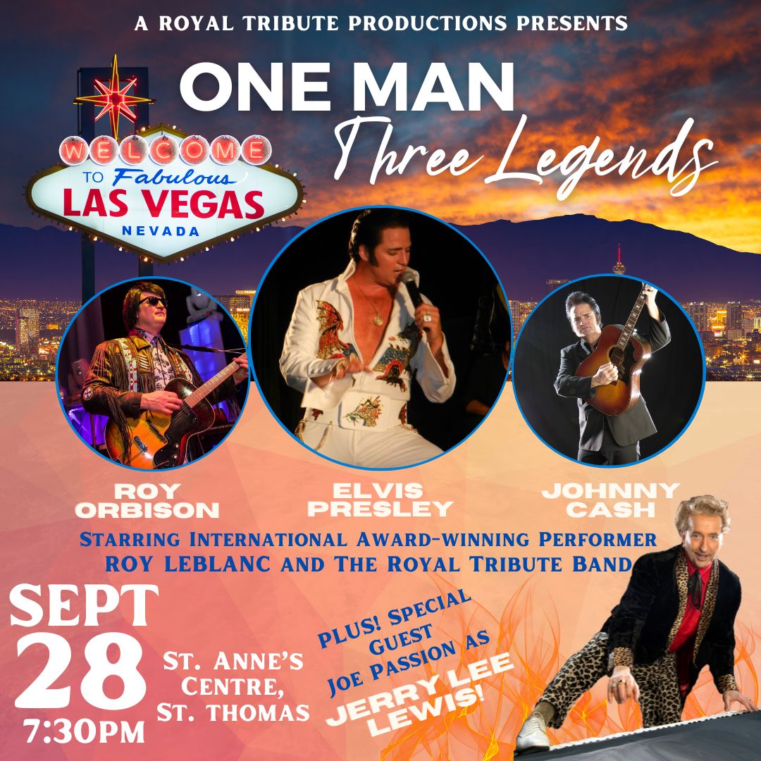 One Man, Three Legends: Roy Orbison, Johnny Cash, Elvis Presley PLUS Jerry Lee Lewis ~ ST. THOMAS