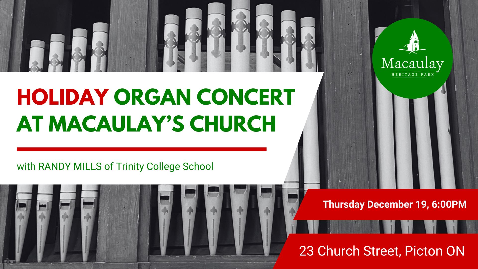 Holiday Organ Concert at Macaulay's Church