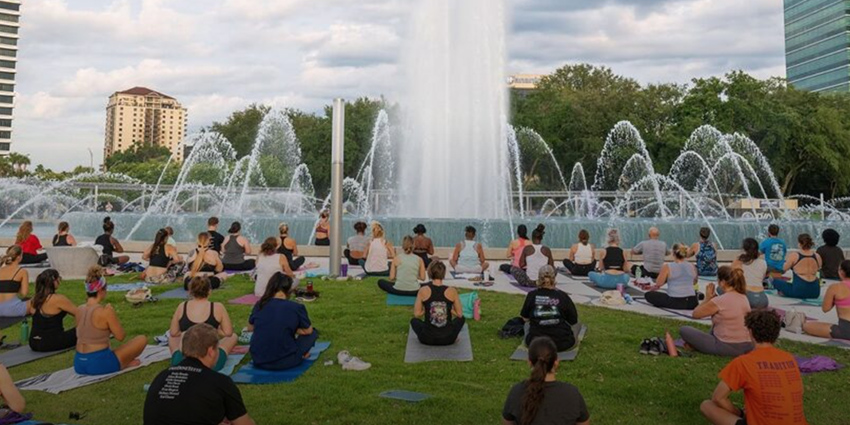 First Thursday Yoga at Friendship Fountain