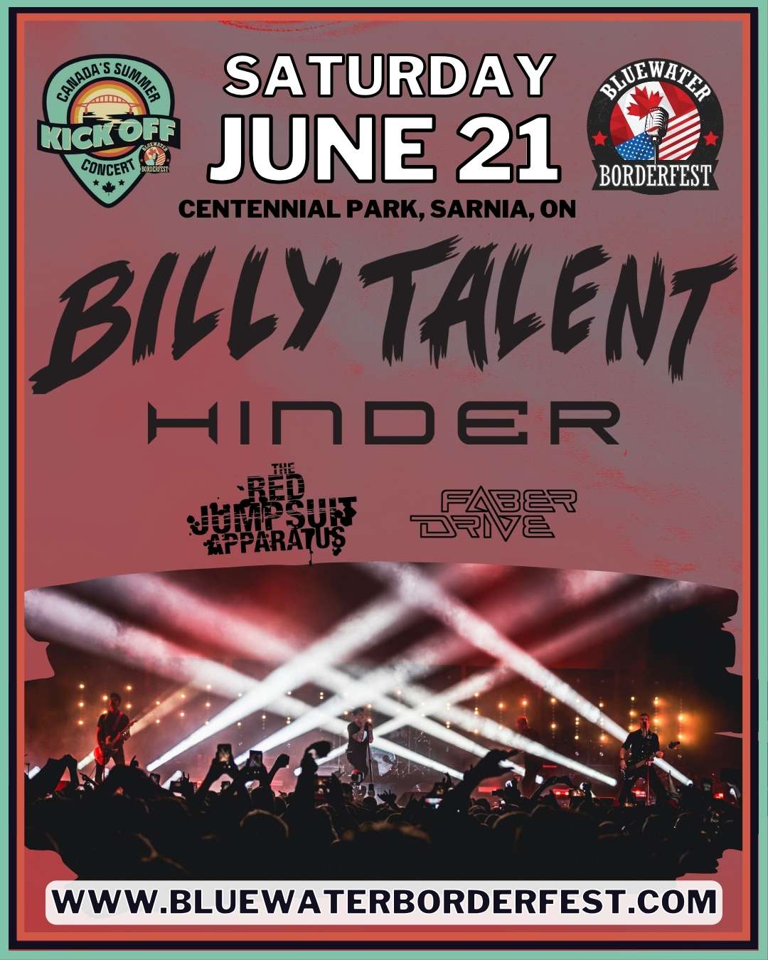 Bluewater BorderFest - BILLY TALENT, HINDER, RED JUMPSUIT APPARATUS, FABER DRIVE - Saturday, June 21, 2025