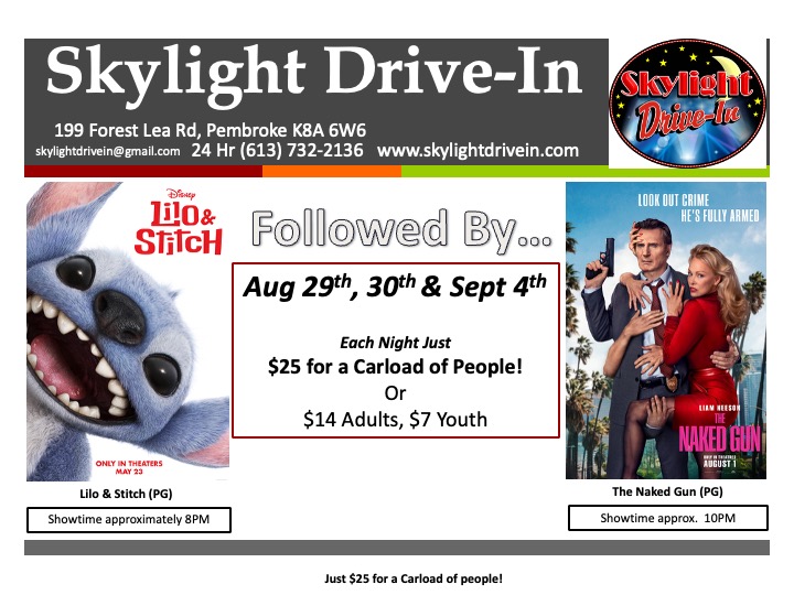 Skylight Drive-In! Disney's Lilo & Stitch Followed By...The Naked Gun