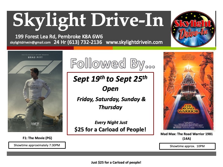 Skylight Drive-In! F1: The Movie followed by Mad Max: The Road Warrior (1981)