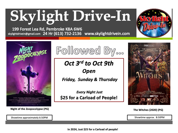 Skylight Drive-In! Night of the Zoopocalypse followed by Roald Dahl's The Witches (2020)