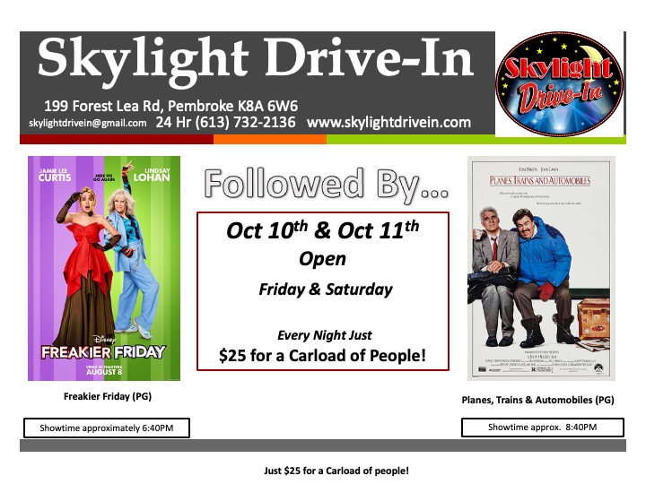Skylight Drive-In! Freakier Friday followed by Planes, Trains and Automobiles