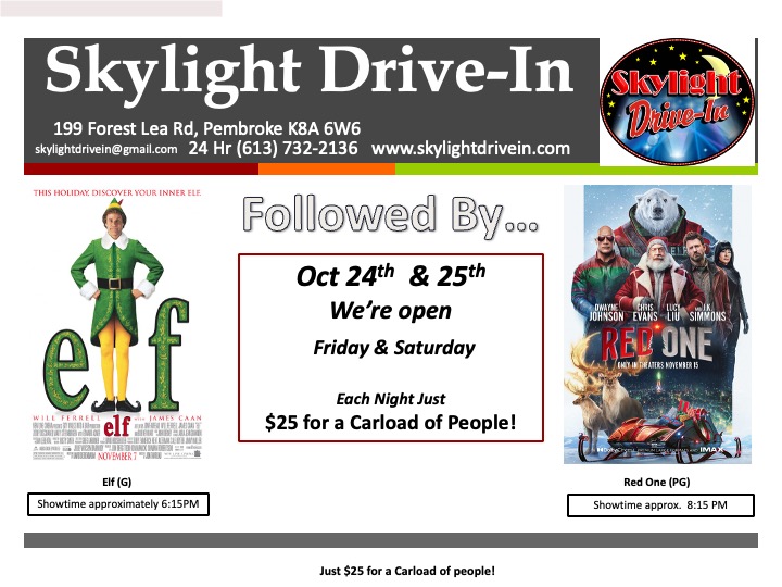 Skylight Drive-In! Elf (2003) followed by Red One (2024)