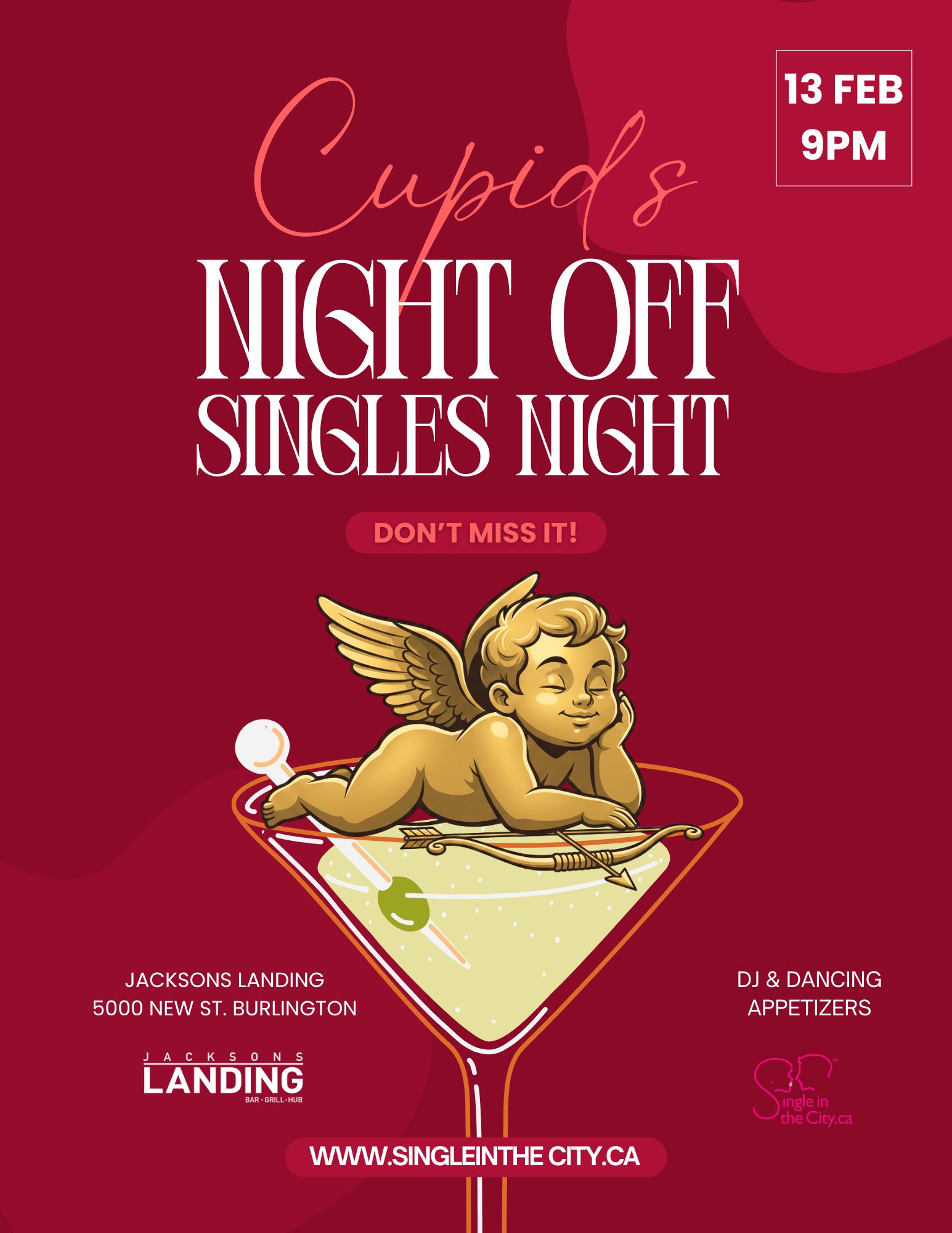 Cupid's Night Off – Singles Night | Burlington