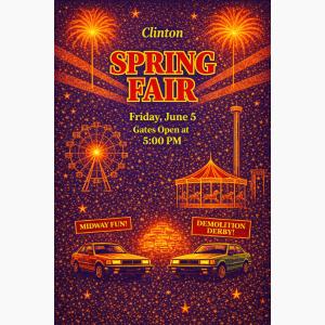 Clinton Spring Fair FRIDAY NIGHT DEMOLITION DERBY & MIDWAY