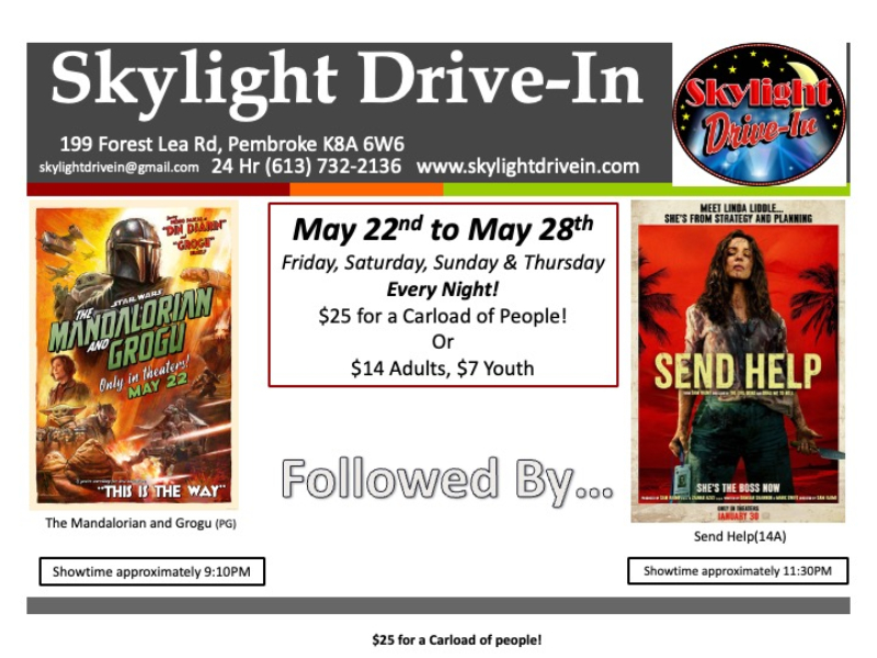 Skylight Drive-In! Star Wars: The Mandalorian and Grogu With Send Help