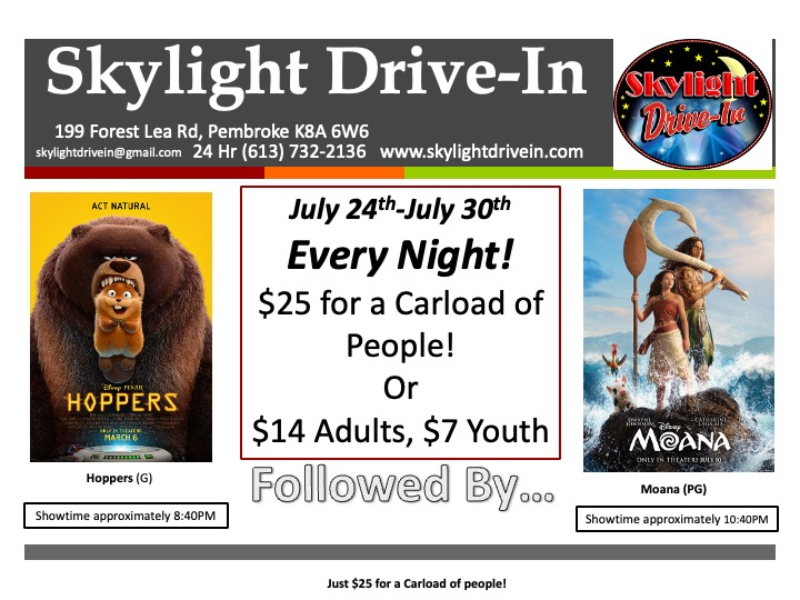 Skylight Drive-In! Hoppers WITH Moana 2026 (Live action) 