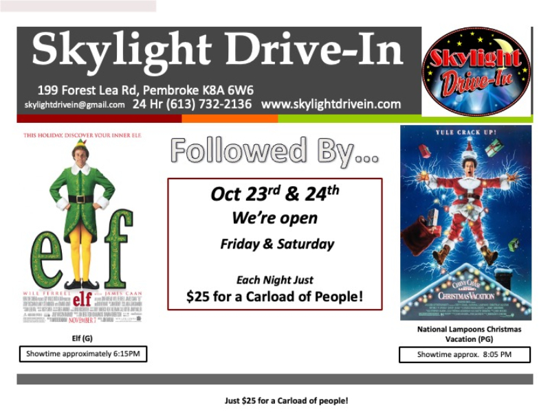 Skylight Drive-In! Elf Followed By... National Lampoons Christmas Vacation