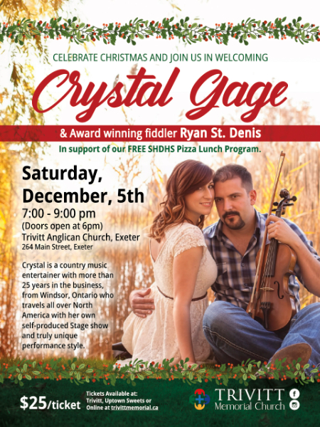 Crystal Gage Concert featuring Ryan St. Denis on fiddle